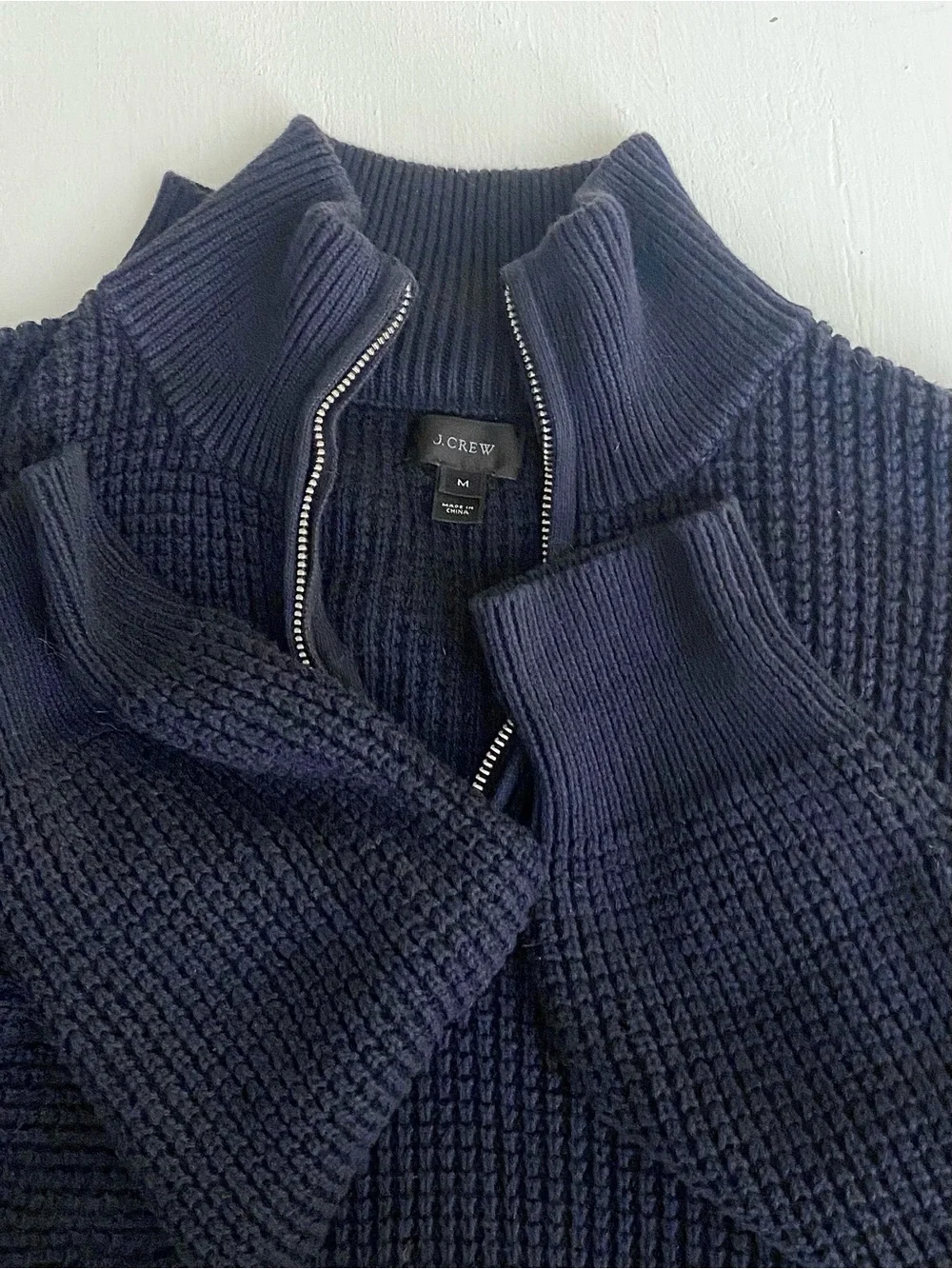 J. Crew men’s rugged cotton 1/4-zip sweater deep indigo MED H2713